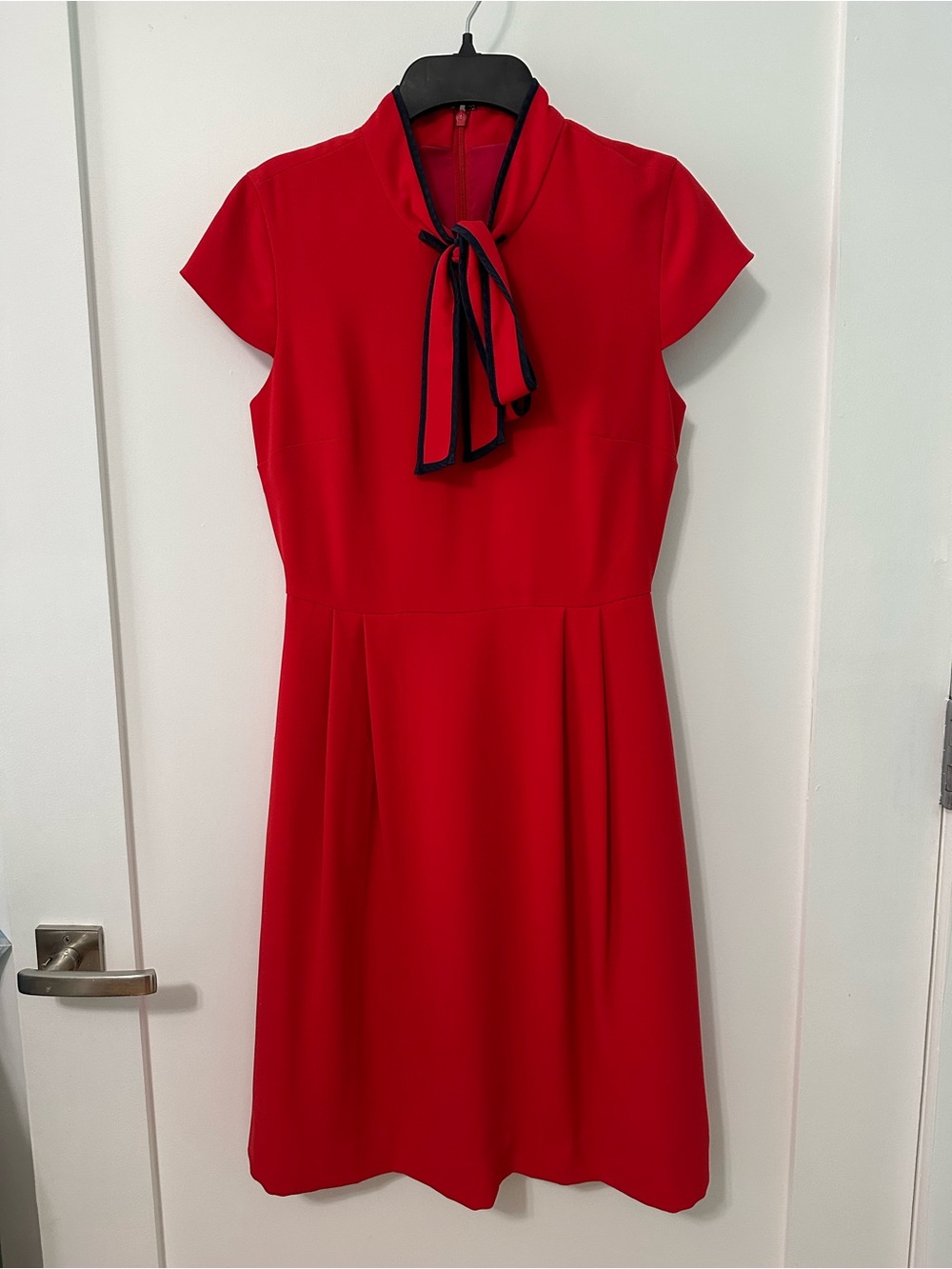 J. Crew Red Bow Tie-Neck Midi Dress, Size 2